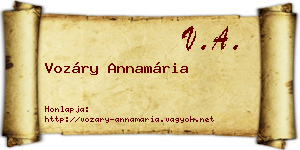 Vozáry Annamária névjegykártya